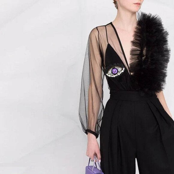 BECCA BODYSUIT with Beaded Eye Detail - NEW WITHOUT TAG - SIZE SMALL - Picture 5 of 6